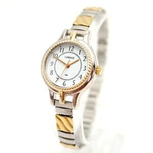Carriage by Timex Two Tone 25mm Womens Watch Metal Stretch Band w New Battery